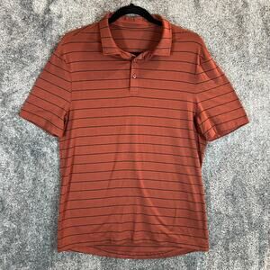 Lululemon Polo Shirt Mens Small Brown Nylon Stretch Golf Preppy Evolution Light